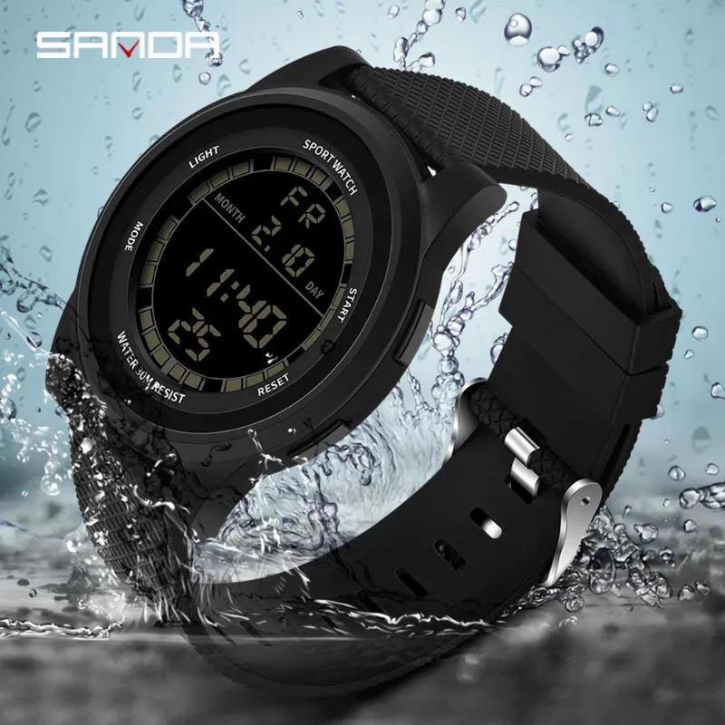 Wristwatches SANDA Super Slim Digital Watch Men Waterproof 3ATM