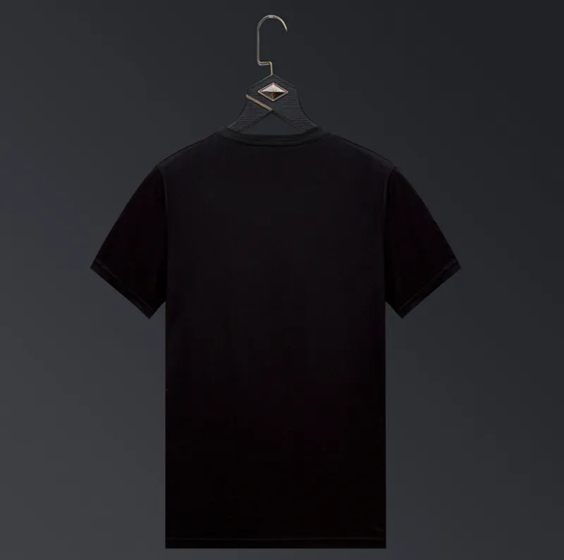 Summer Casual Mens Designer Rhinestone T Shirts Short-sleeved Slim Fit Crew Neck Tops Tee Mercerized Cotton