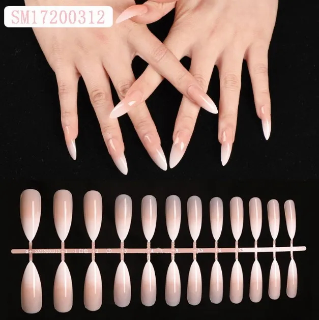 1Set / 24pcs franska falska naglar matt / uv falska nagelavtagbara tips nagelförlängning manikyrkonst tryck på falska falska naglar skönhet