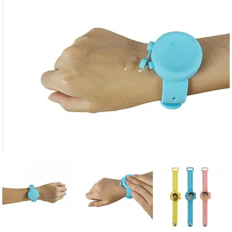 Fashion Wristbands Hand Sanitizer Bracelet Liquid Soap Dispenser Adult Children Watches Concise Wash Hands Colors Mix Silicone Food Grade 15ak F2