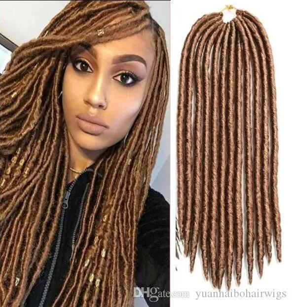 6 Packs 27# Blonde Full Head Dreadlocks Synthetic Hair Extensions Crochet Braids Soft Faux Locks Synthetic Braiding Hair Express Shiping