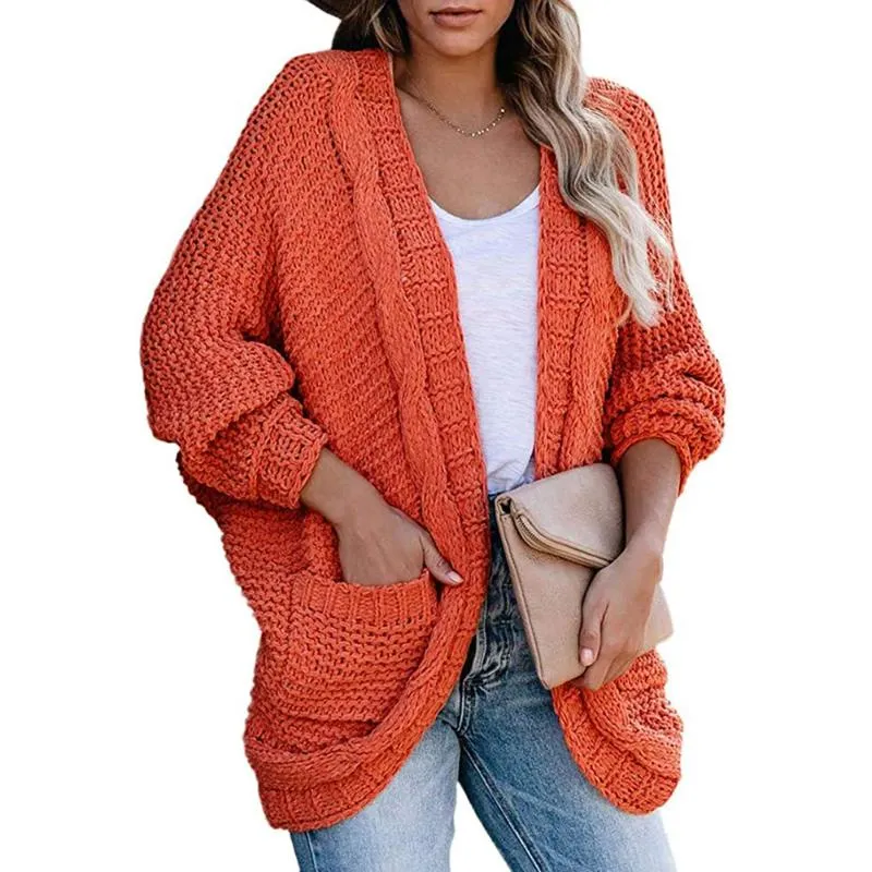 Gruby nici Cardigan 2020 Jesień Sweter Zimowy Kobiety Dzianiny Cardigan Topy Kobiet Nowe Swetry Solidna Moda Onestear Sweter