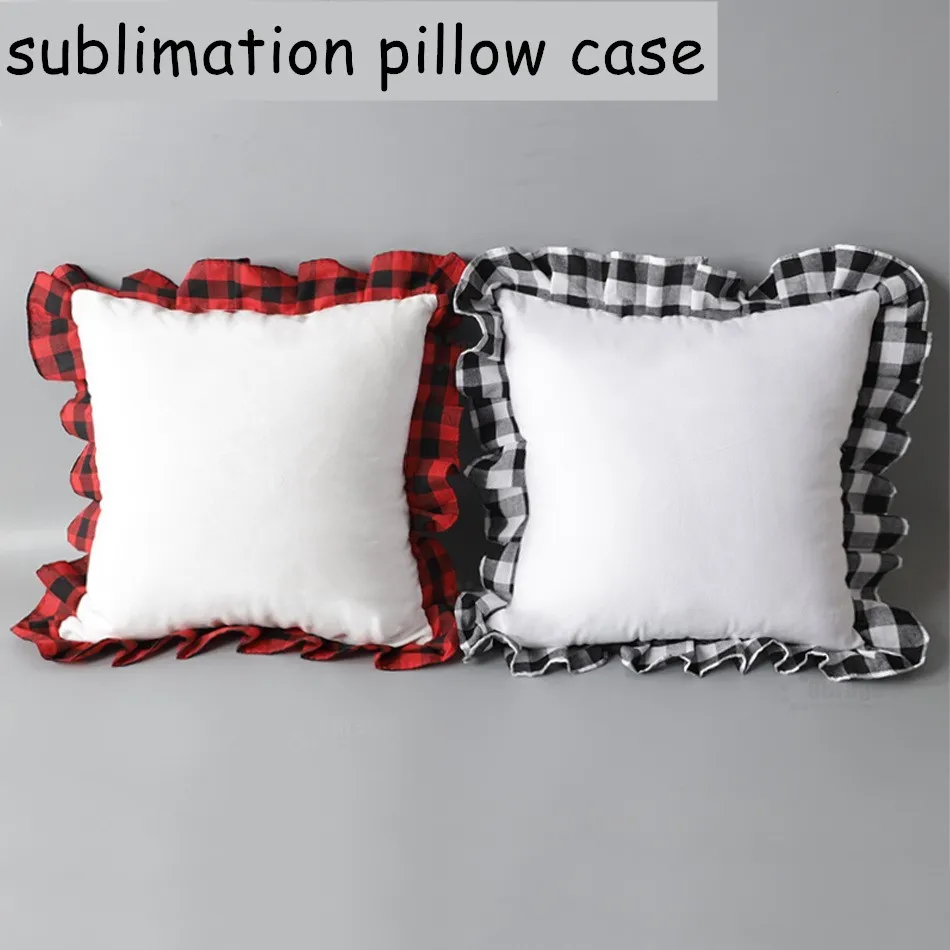 Sublimering örngott 52 * 52cm Buffalo Plaid Pillow Cover Värmeöverföring Kudde Skydd kan skriva ut på båda sidor