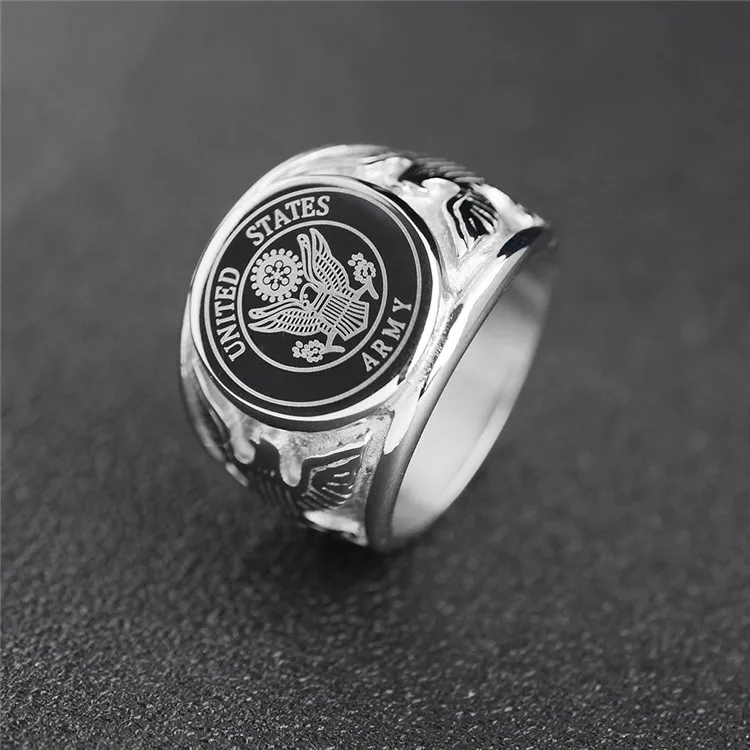 Officers United States Marine Corps USMC ring US Navy USN Military ARMY AIR FORCE Anchor Firefighter Men's ring Stainless Steel Jewelry