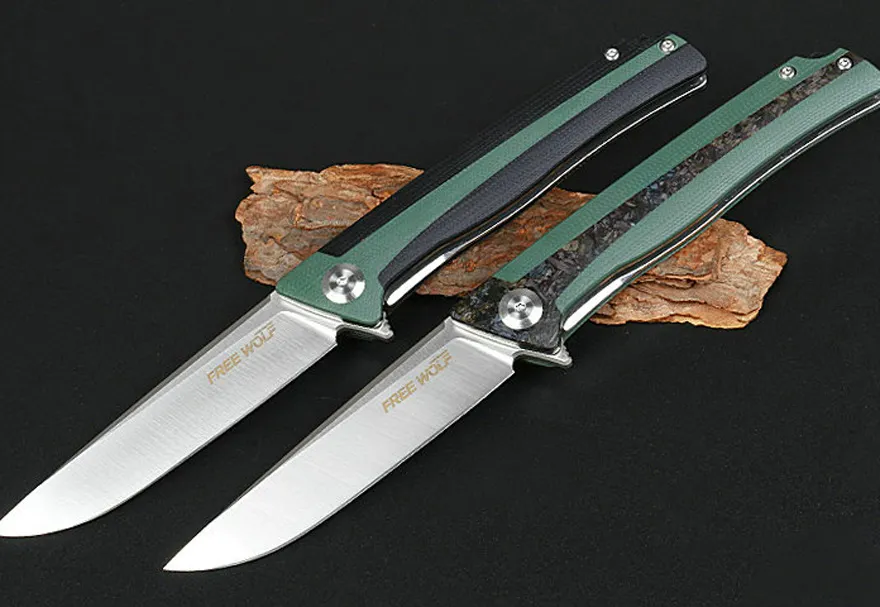 Hoge kwaliteit kogellager flipper vouwmes D2 Drop Point Satin Blade CNC Koolstofvezel + roestvrij staal handgreep EDC Messen