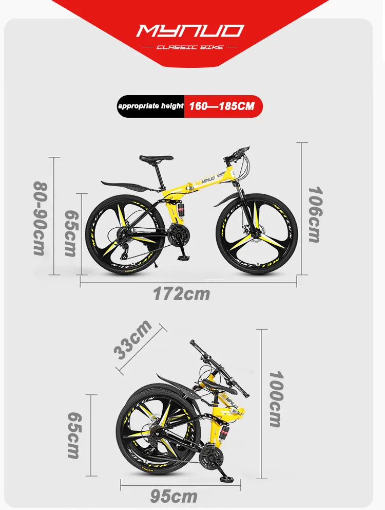 26 Inch 21 Speed Three Knife Carbon Steel Mountain Bike For Men