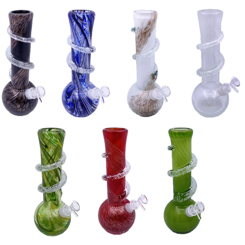 Soft Glass Water Pipes Dry Herb Tobacco Smoking Hookahs 25cm/10in Tall Glow in the Dark Wrap design