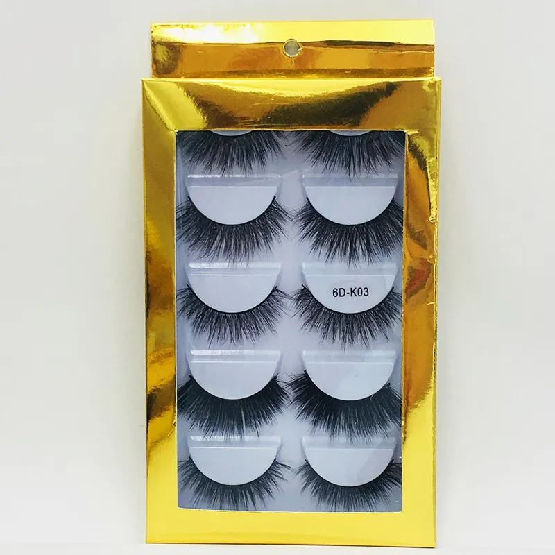 New arrival 6D Gold Box Mink Eyelashes Natural False Eyelashes Long Eyelash Extension Faux Fake Eye Lashes Makeup Tool 5Pairs/sete