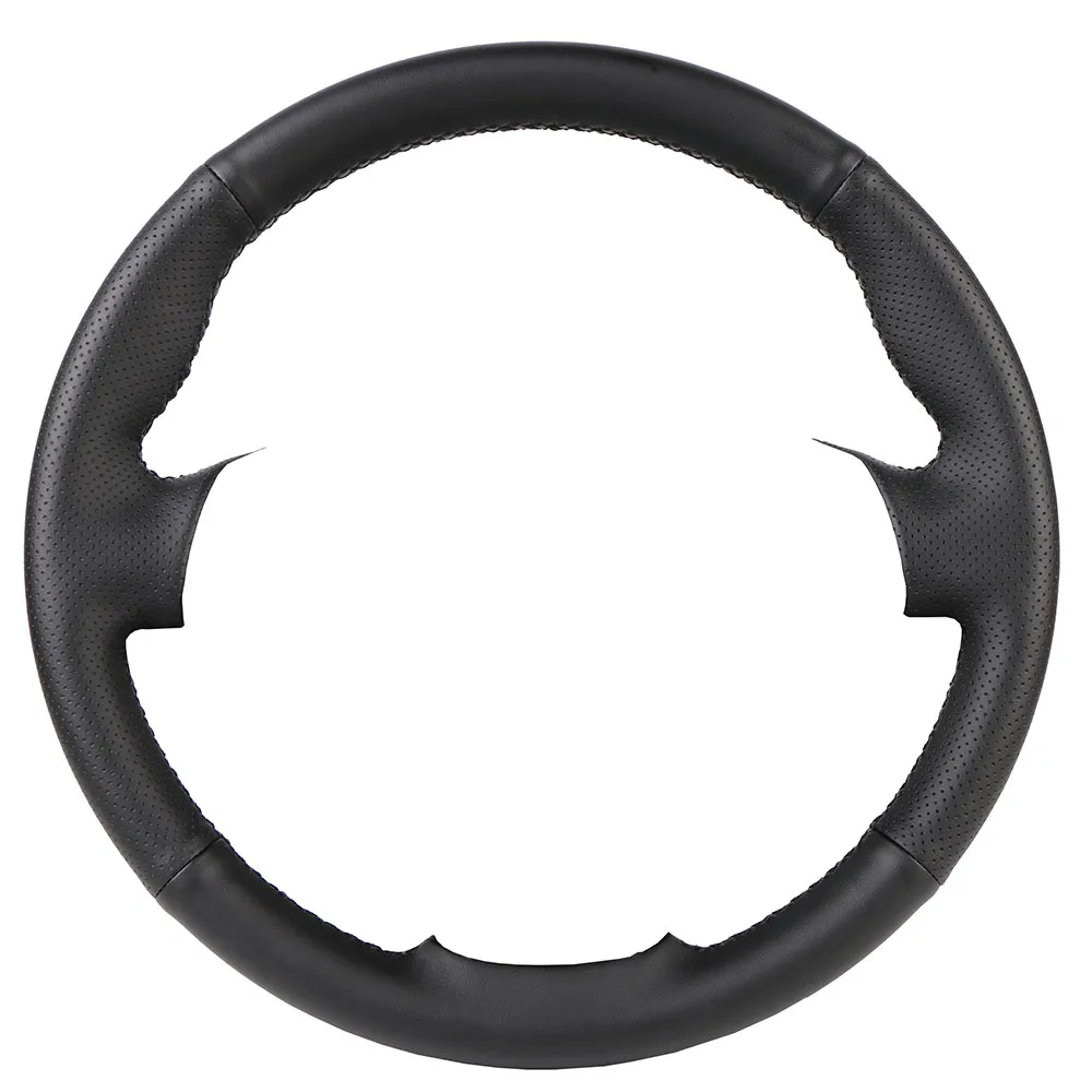 BMW e46-X 5-X 3 real black leather steering wheel cover Seams Customize  Skin Customize