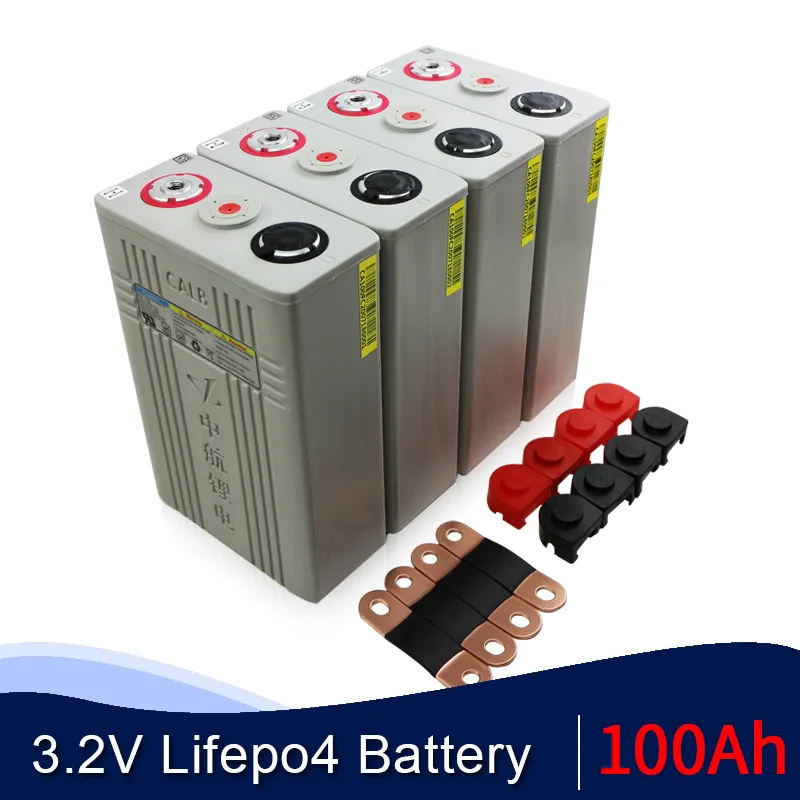 Grade A 4 pièces 3.2v 100ah Lifepo4 batterie 12v100AH Lithium fer phosphate cellules batteries ca100 plastique pour pack solaire RV à 24V