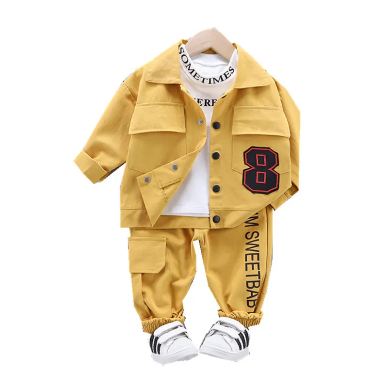 New Spring Autumn Barn Bomull Kläder Baby Boys Tjejer T-tröjor Jacka Byxor 3st / set Spädbarn Kids Fashion Toddler Tracksuits