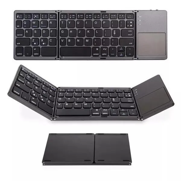 Mini Compact Triplo Folding teclado portátil fresco Wireless Phone Tablet Teclado Com mouse Touchpad GOTA DE ENVIO