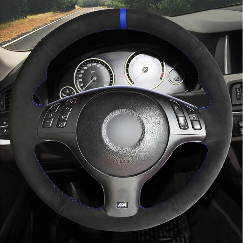 Black-Suede-Leather-DIY-Hand-stitched-Car-Steering-Wheel-Cover-for-BMW-E46-E39-330i-540i-2