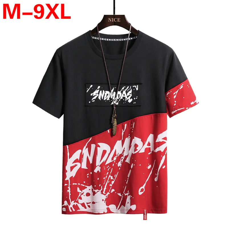 남자 티셔츠 인쇄 9XL 8XL 플러스 사이즈 TShirts 힙합 T 셔츠 남성 캐주얼 망 패션 대형 커버 탑 탑 티