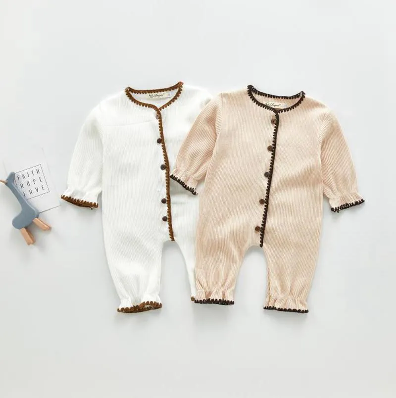 Baby designer kläder stickade nyfödda tjejer rompers bomull ull spädbarn pojke jumpsuits långärmad barn playsuits söta overall