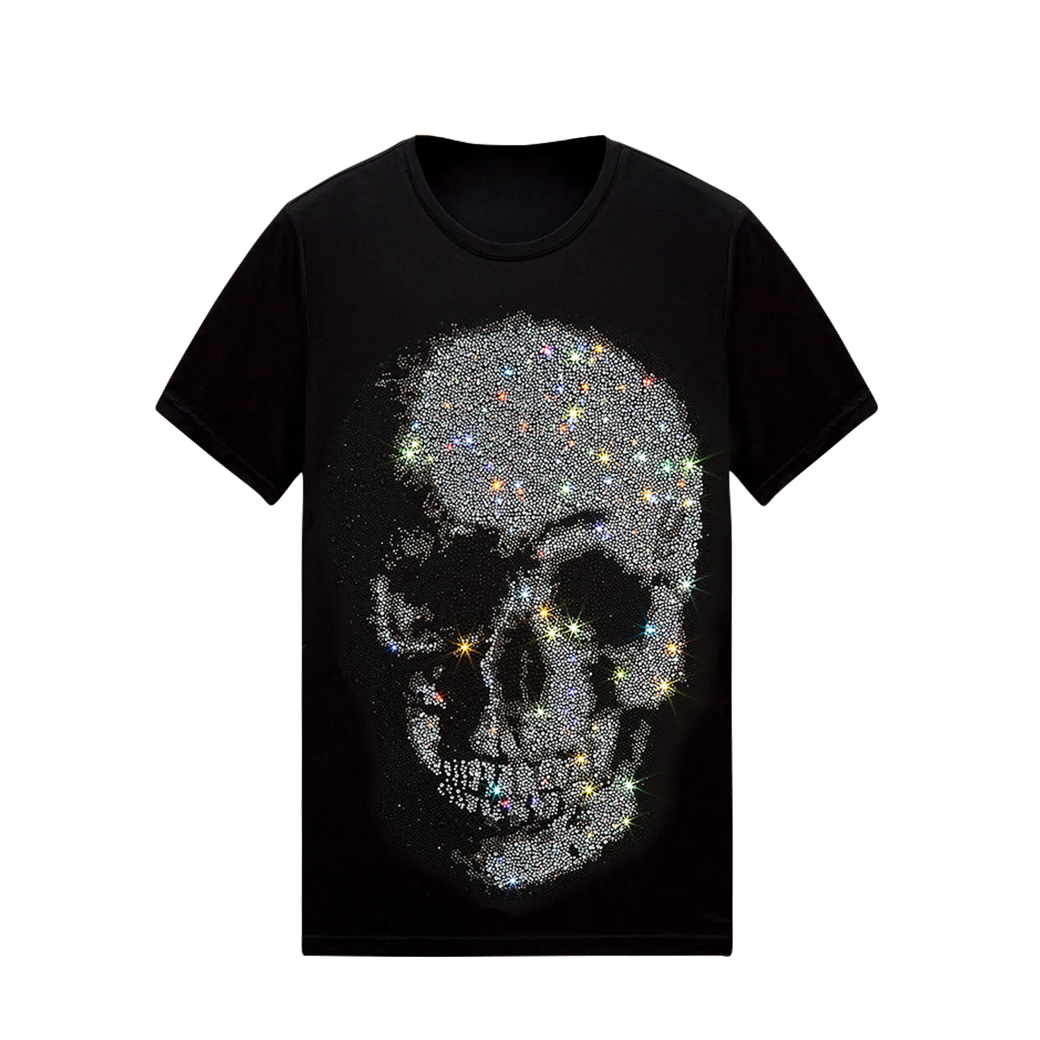 PP t shirts Cotton t-shirt with crystals big skull print Men Designer T shirts Funny T-shirts Slim Fit Unisex T-Shirt Black M-3XL