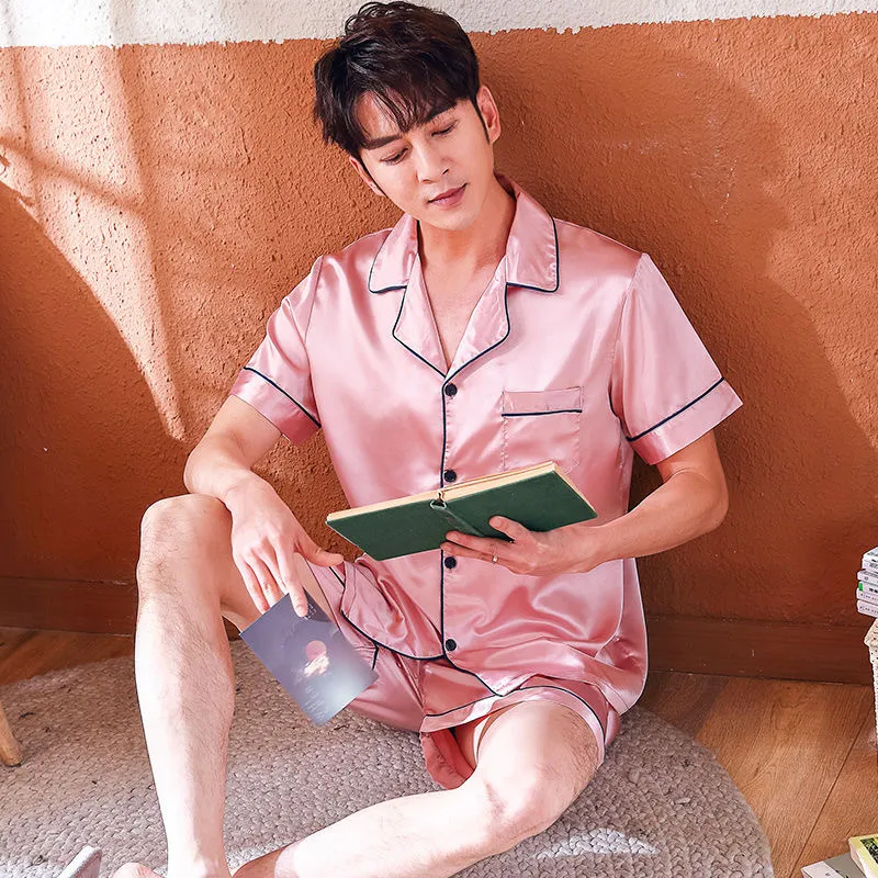Mens pink online silk pajamas