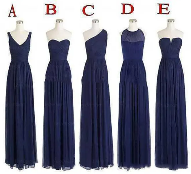 2021 Aline Chiffon Bridesmaid Dress with 5 Styles Floor Length Long Vintage Maid of honor Dresses