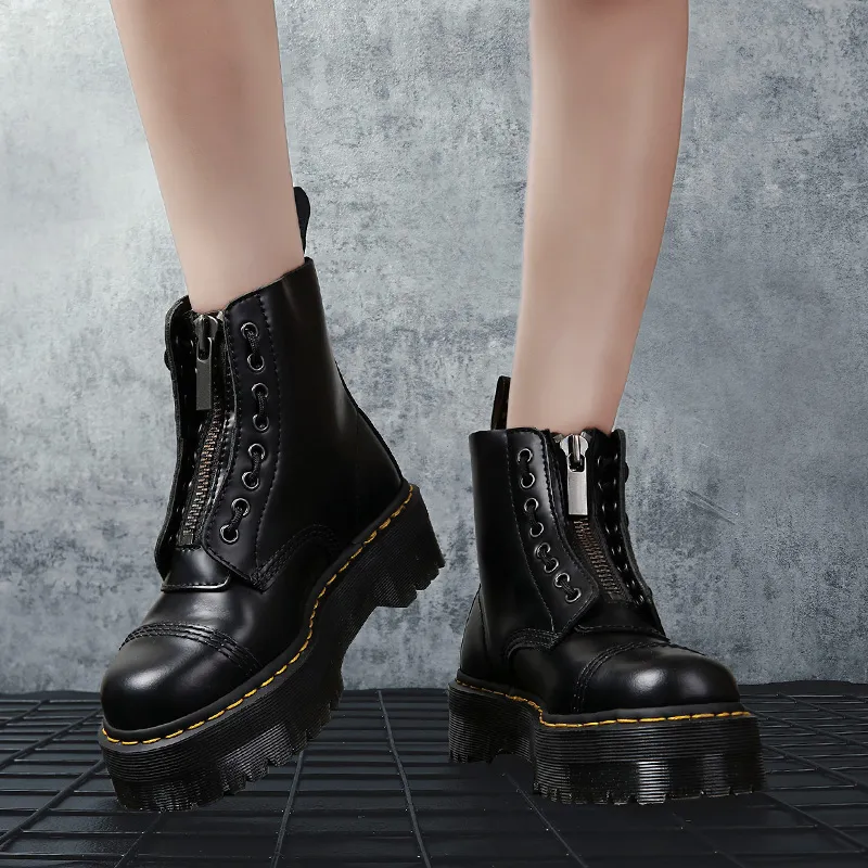 2020 Hiver Moto Femmes Bottes Plate Forme 6cm En Cuir V ritable
