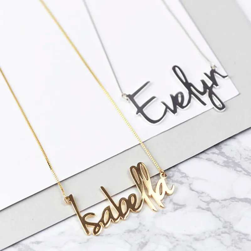 Fashion Personalized Carrie Style Name Pendant Necklace For Women Gold Custom Any Name Chain Choker Stainless Steel Jewelry Gift Y200810