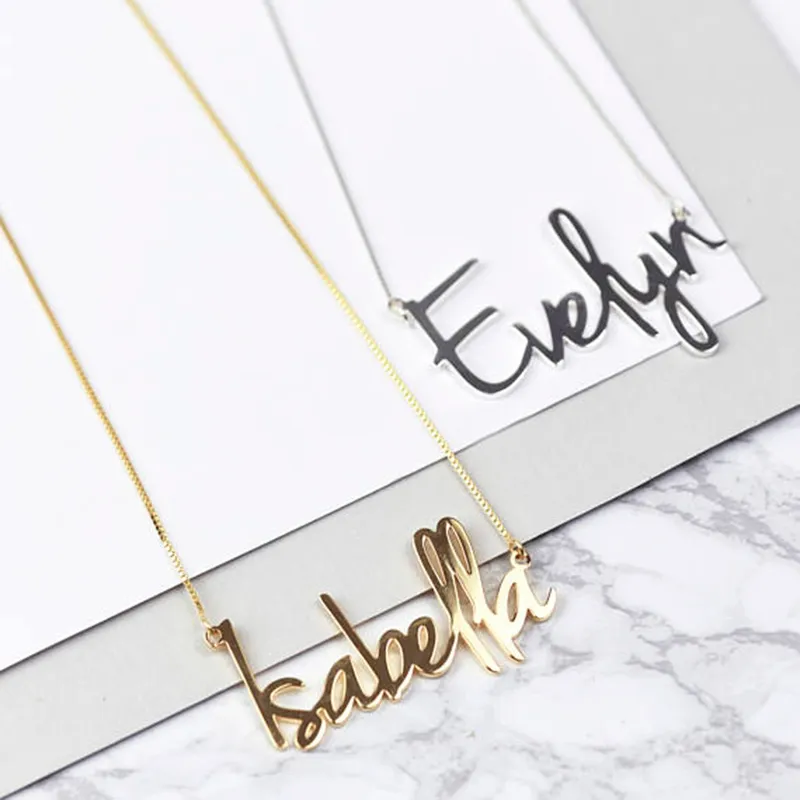 Mode Personalisierte Carrie Stil Name Anhänger Halskette Für Frauen Gold Benutzerdefinierte Irgendein Name Kette Choker Edelstahl Schmuck Geschenk Y200810