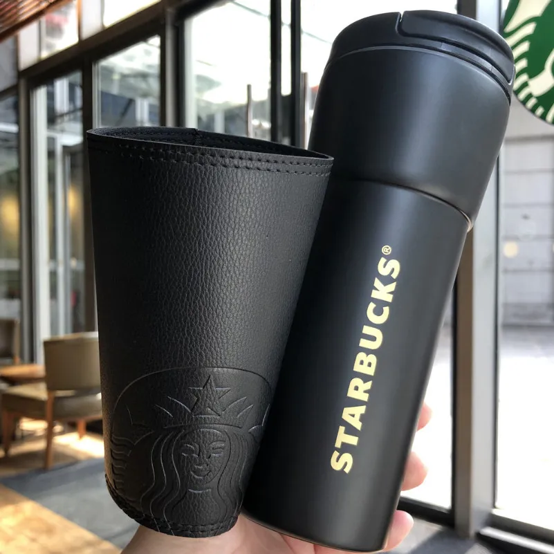 Starbucks 16oz Stainless Steel Mug With Leather Case Versatile