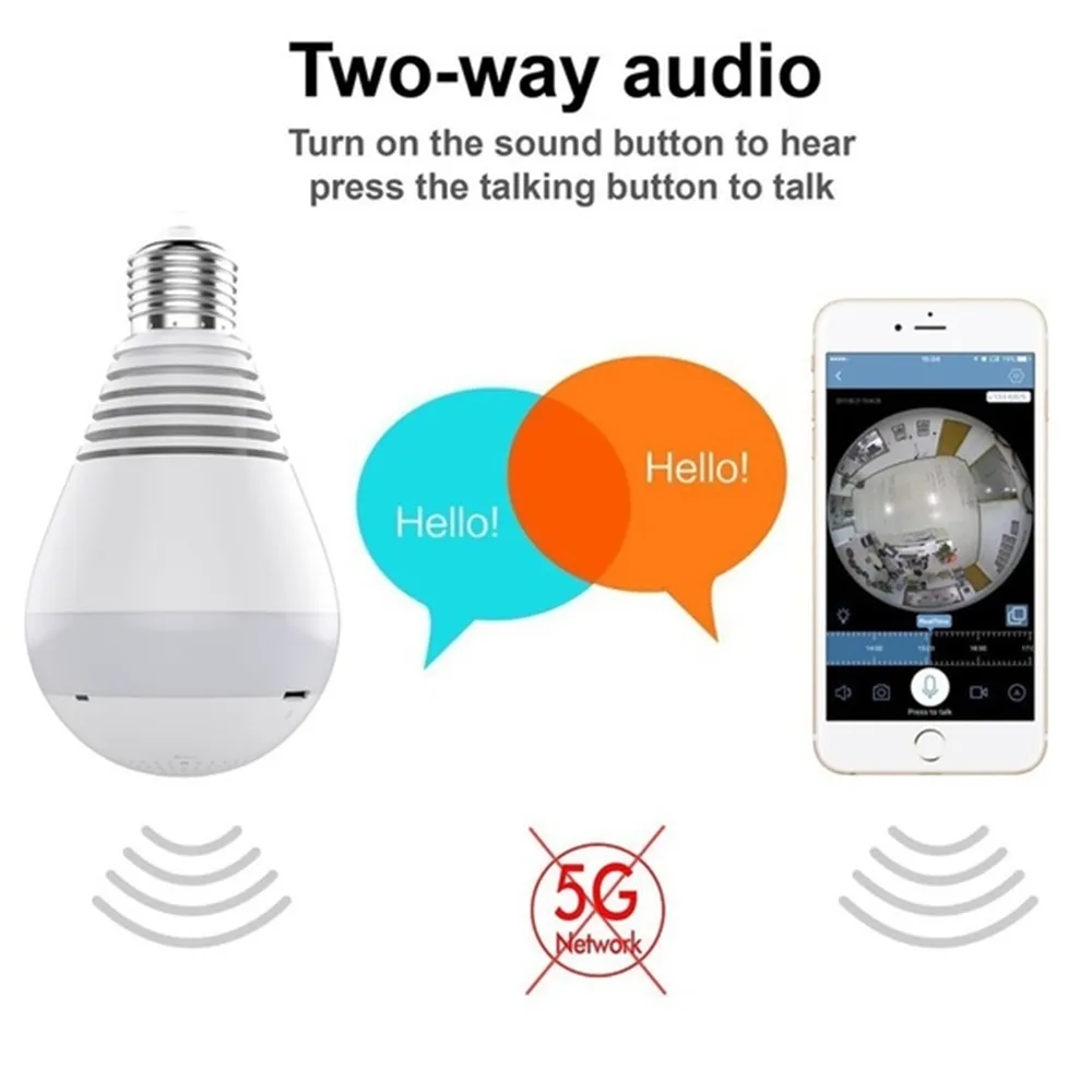 1080P WiFi Smart Bulb Camera 360 Panoramic View Home Security Night Vision Baby Monitor From Ihammi 17.93 DHgate.Com