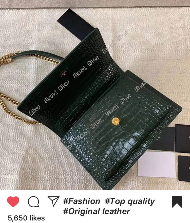 Nieuwe Luxurys Mode Schoudertassen Ketting Tas Ontwerpers Tassen Merk Vrouwen Cross Body Messenger Crossbody Bag 442906 Krokodil reliëf