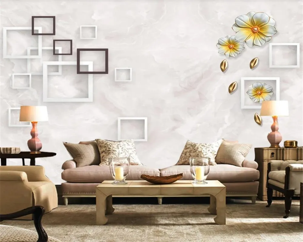 3d Flower Wallpaper European Modern Embossed Flower Box TV Background Wall Living Room Bedroom Wallcovering HD Wallpaper