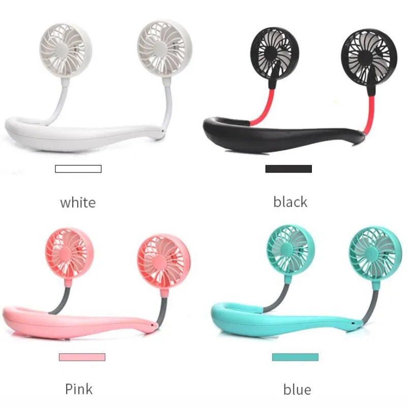 Sommer Hals Hängen Fan Tragbare USB Aufladbare Hand Frei Fan Dual Mini Luftkühler Für Party Favor LX2707