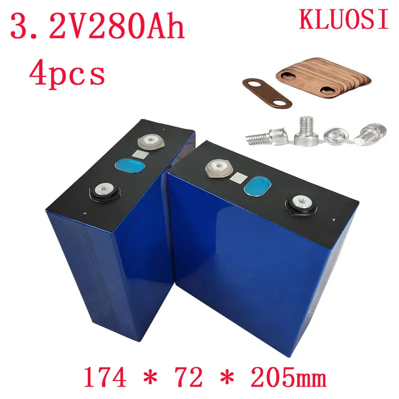 E-스쿠터 RV 태양 에너지 저장 시스템을위한 4PCS 3.2V 280Ah 프리즘 된 LiFePO4 배터리 DIY 12V 280AH 충전 팩