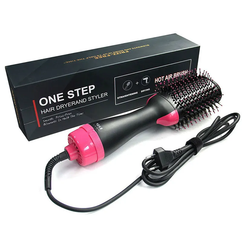 Air Dryer Styler One Step Volumizer Brush Straightening Curling Iron Comb Hot-Air Electric 3 In 1 Hair Massage Tool