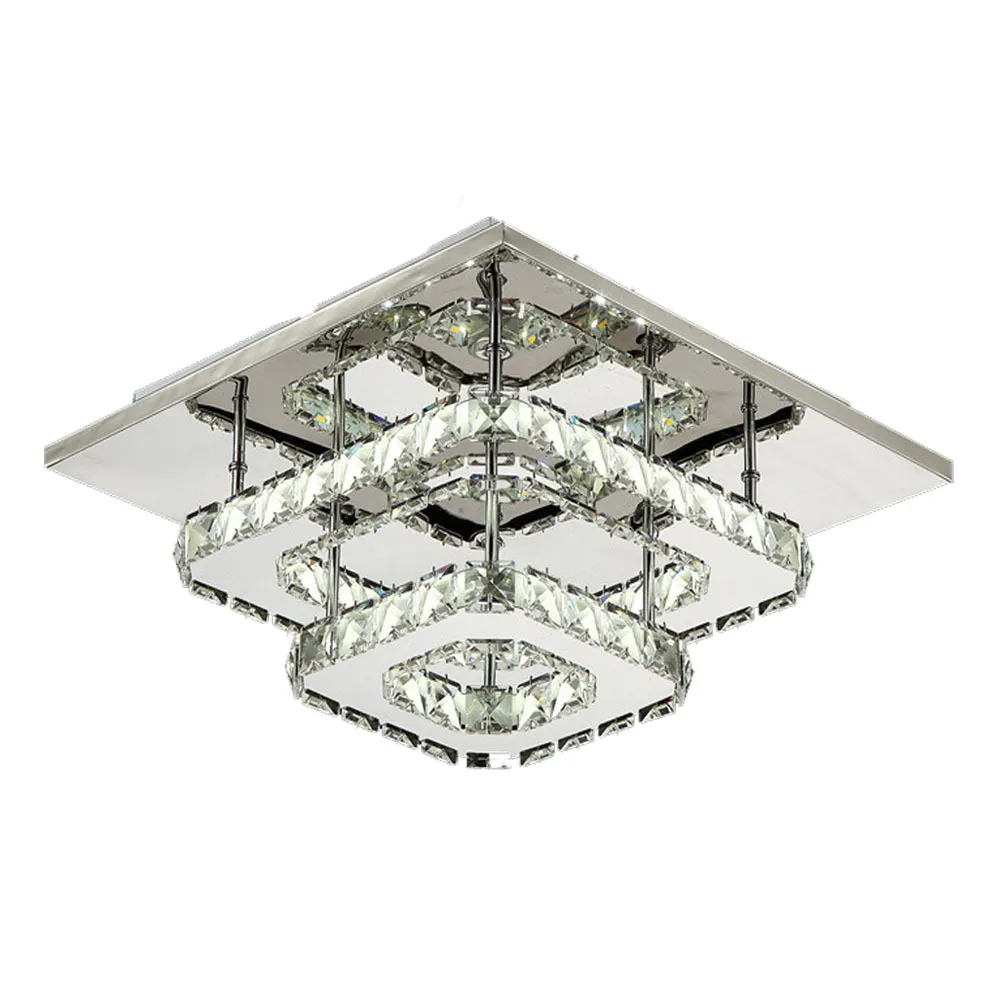 Kvadratisk Crystal Ceiling Light 36W Aisle LED Modern Lamp Hängande Hängande Belysningsarmatur För Vardagsrum Sovrum