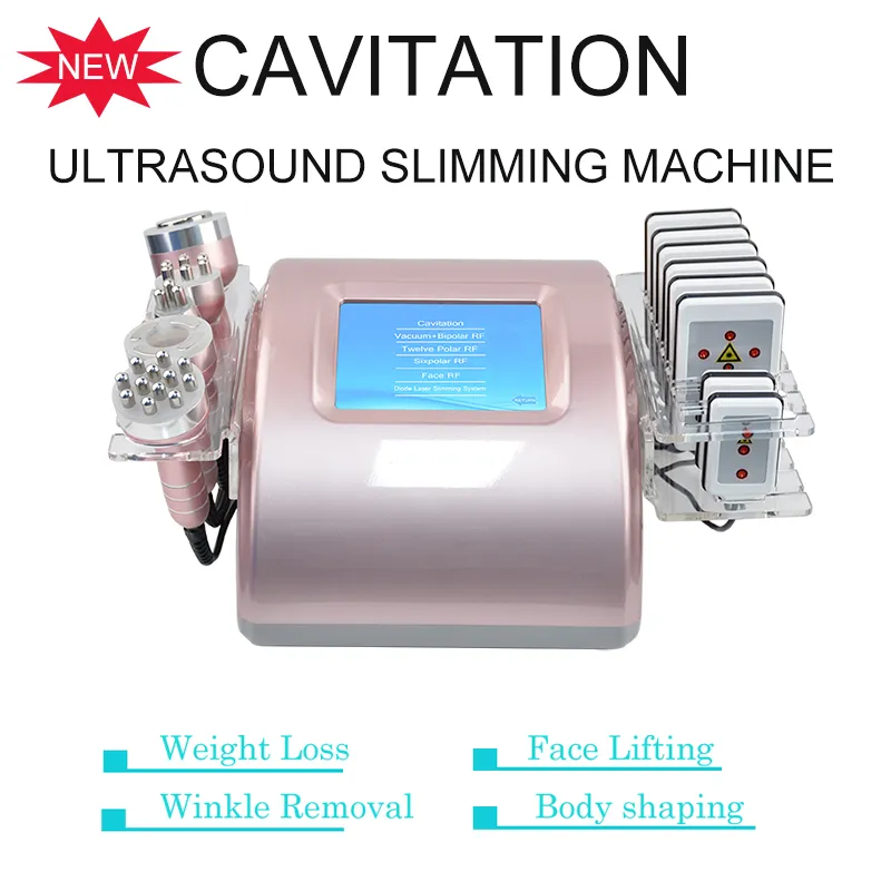 Partihandel Cavitation Machine Ultraljud RF Tripolar Wrinkle Removal Radio Frekvens Hud Åtdragning Lipo Cavitation Laser Slimming Systems