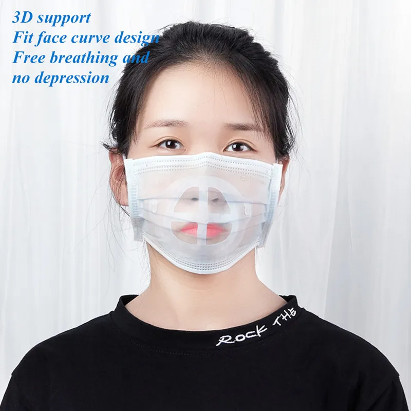 3D Mouth Mask Support Breathing Assist Help Mask Inner Cushion Bracket Food Grade Silicone Mask Holder Breathable Valve Free DHL