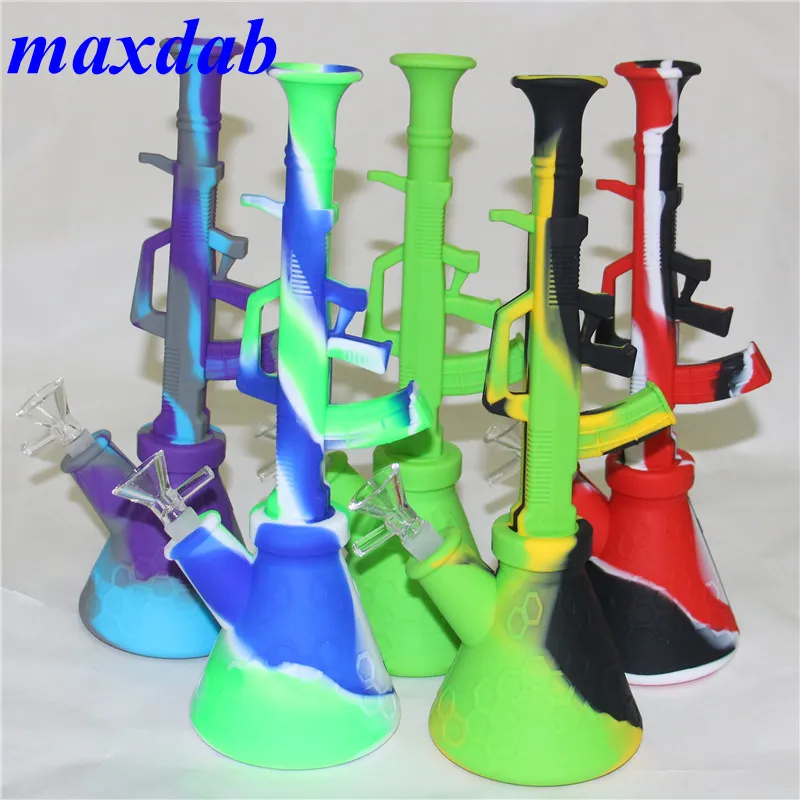 Wholesale AK47 Silicone Oil Rig Hookah With 290mm Beaker Bong And Glass Water Pipe New Design