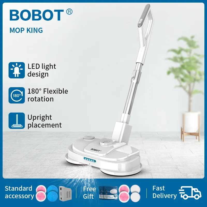 BOBOT MOP KING Robot lavapavimenti elettrico senza fili Lavapavimenti elettrico portatile Mop ad acqua a spruzzo Lavaggio a secco