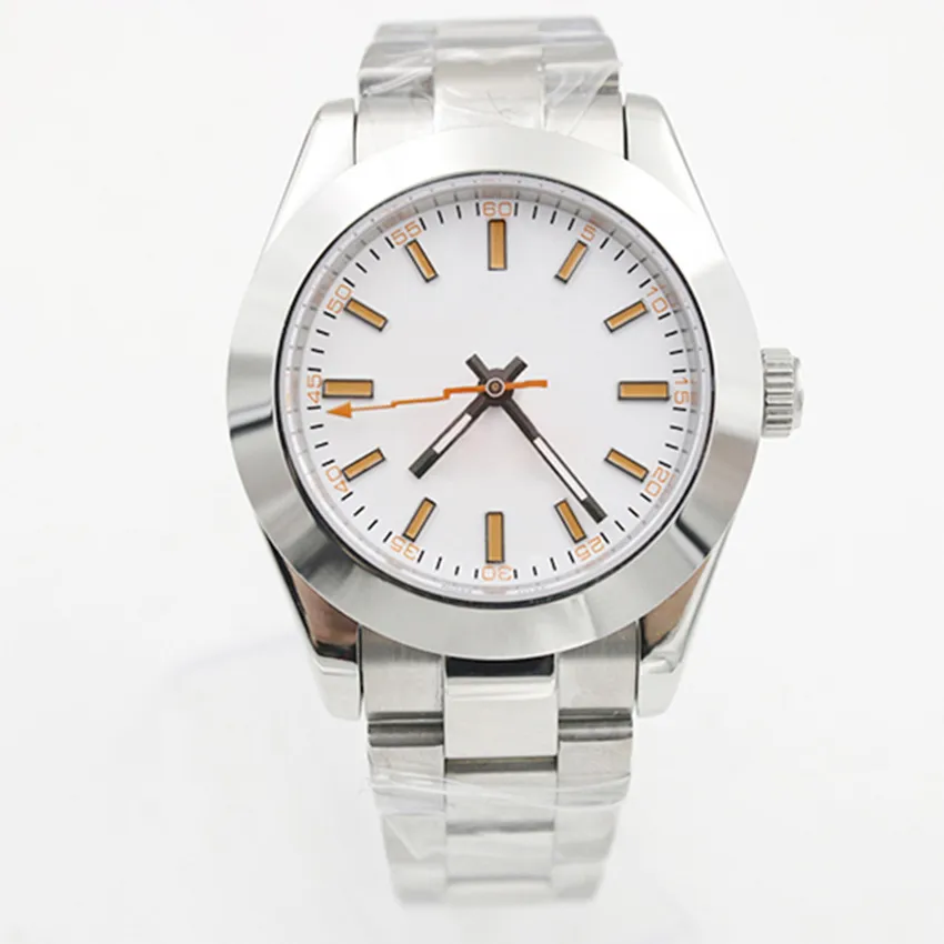 뜨거운 판매 실버 다이얼 시계 자동 이동 39mm 남성 시계 시계 316L 스테인리스 스틸 팔찌 남성 손목 시계