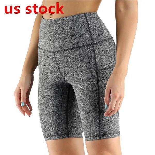 US-Aktien, Frauen-Sport-Yoga Shorts Damen gedruckt Camouflage Pockets Hip-Anziehen Jogging Fitness Yoga Hosen Sport Fitness Shorts FY9088
