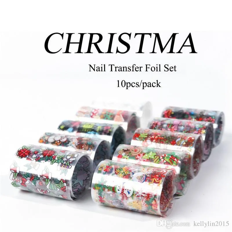 Nail Art Stickers Set For Christmas DIY Nails Decorations Decals Mix Colorful Snowman Deer Santa Gift Nail Sticker Kit 