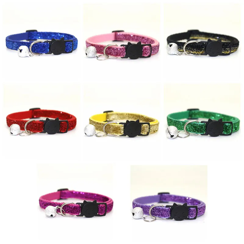 Fashion Round Cat Collars Bell Cat Face Pet Cat Cute Lovely Necklace Neck Strap Safety Buckle Adjustable Pet Lead Accessory VT1573