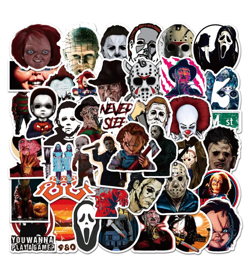 50 PCS Mixed Car Stickers Horror Thriller Role For Skateboard Laptop Fridge Helmet Pad Bicycle Bike Motorcycle PS4 Notebook Guitar PVC Decal