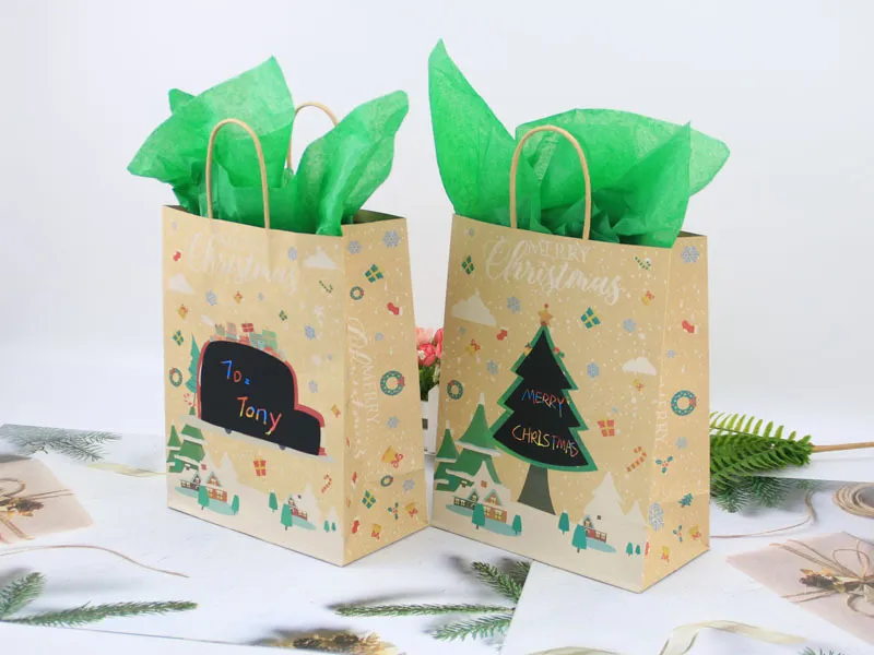 DIY Christmas Gift Bags Kraft Paper Santa Sacks, Party Favor Boxes, Xmas  Decoration with Handles Bulk Available, Personalize Now!