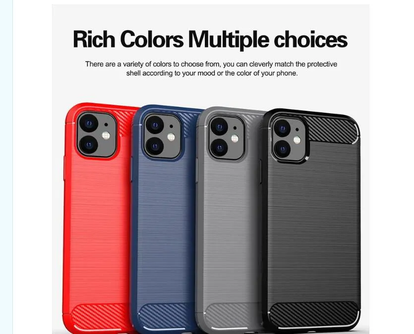 Fundas de fibra de carbono para iPhone14 13 12 11pro X Xr Xs Max funda de goma de silicona para Samsung S10 S10plus