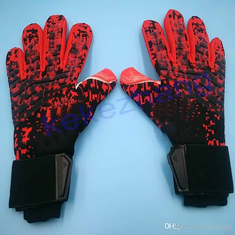 TOP quality All latex goalkeeper gloves no Fingersave Protection rods soccer football Goalie Gloves Kids Adults size 8 9 10