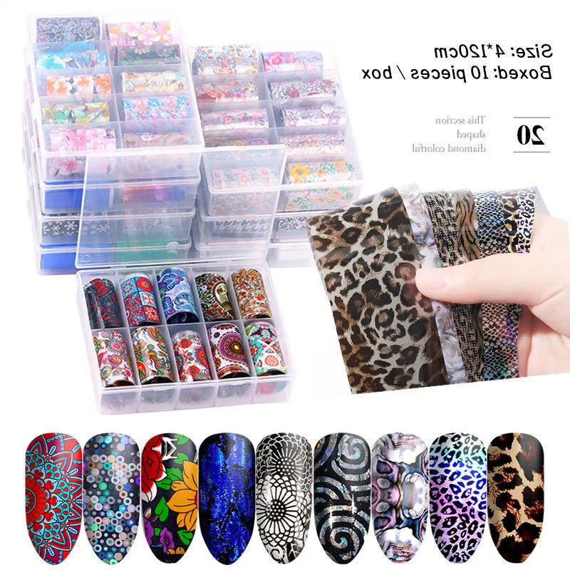 Naklejki Nail Art Set Transfer Paper Naklejki Gwiaździste Dekoracje Laserowe Tips Manicure Narzędzie Star Party Decoration Naklejki Nail Set Hurt