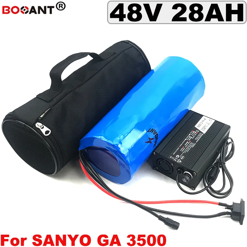 La migliore batteria al litio ricaricabile 13S 48V 28AH Batteria per bicicletta elettrica per motore Bafang BBSHD 2000W con una borsa + caricatore 5A