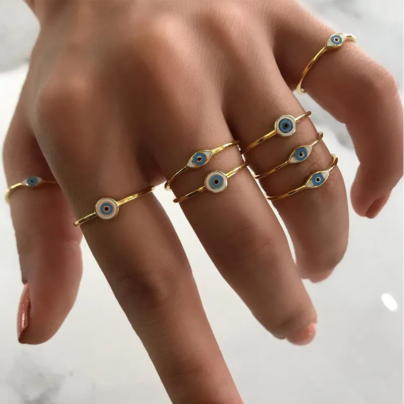 Goud Kleur Boho Boze Oog Ringen Voor Vrouwen Punk Sieraden Sterling Party Mode Bruiloft Meisje Minnaar Bague Femme Klassieke ring Sieraden