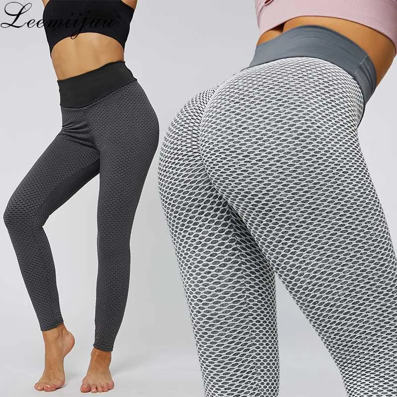 LEEMIIJUU Taglie forti XXL Pantaloni da yoga da donna Leggings sportivi Collant push up Esercizio di palestra Fitness a vita alta Pantaloni da corsa atletici