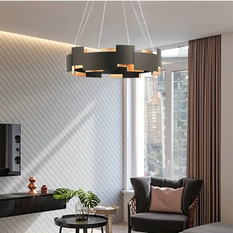 Modern kreativ svart vardagsrum LED-ljuskrona Ljus Enkel Konst Bedside Bedroom Pendantlights Studie Designer Hänge Lampa